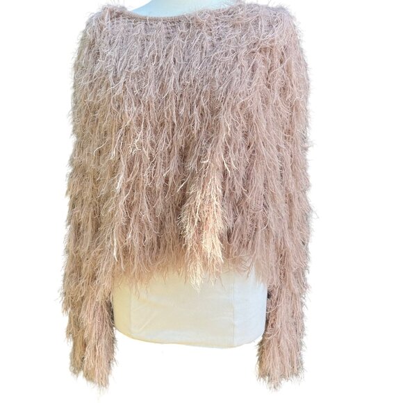 Dainty‎ Hooligan Pink Fluffy Long Eyelash Fringe Knit Sweater Womens Size Small - Picture 4 of 7